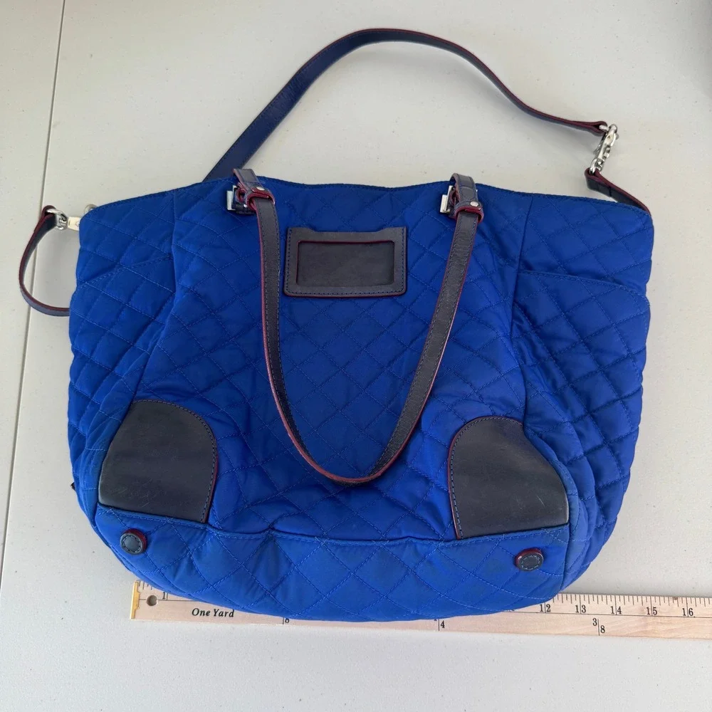 MZ Wallace‎ Tote Bag Womens Blue Quilted Nylon Large Shoulder Travel Satchel Bag